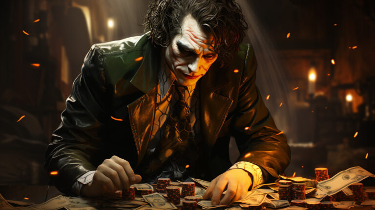 Batman Joker Looks at Money