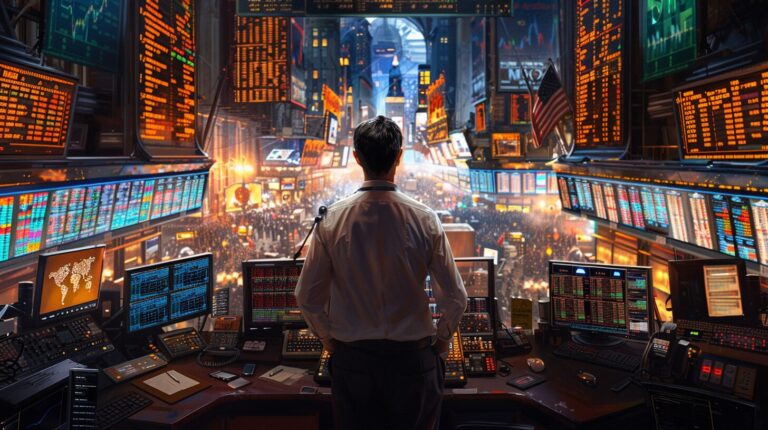Trader in the room where news trading in forex happens.