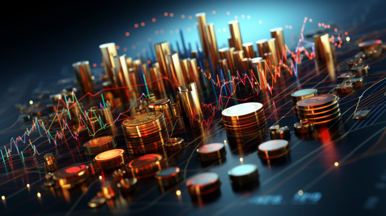 Currency Coins line graphs financial concept